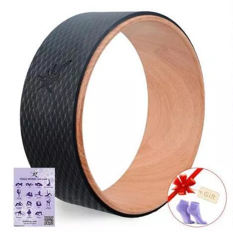 High-density TPE Yoga Wheel in green, pink, purple, wood, or yellow for professional flexibility exercises