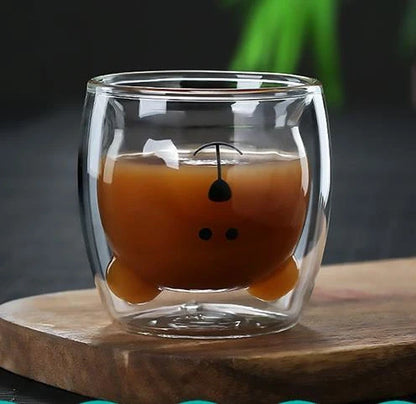 3D double-layer panda cup with skull design for wine, featuring inner Christmas tree pattern