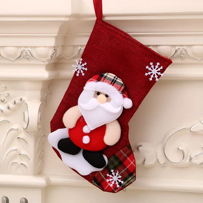 Christmas hanging gift bag socks in festive multicolour designs including bear, deer and snowman characters