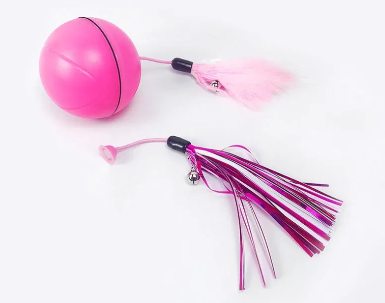 Transparent ABS green electric cat toy ball with laser light, 6.7-7cm diameter, USB rechargeable