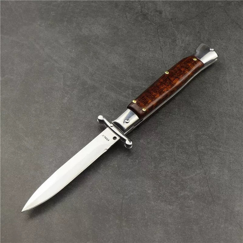 Camping Outdoor Damascus Folding Knife with snake wood handle