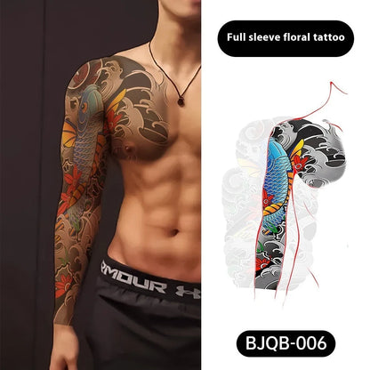 Retro traditional simulation flower arm body sticker sheet, 520mm x 370mm, transfer printing, BJQB pattern options