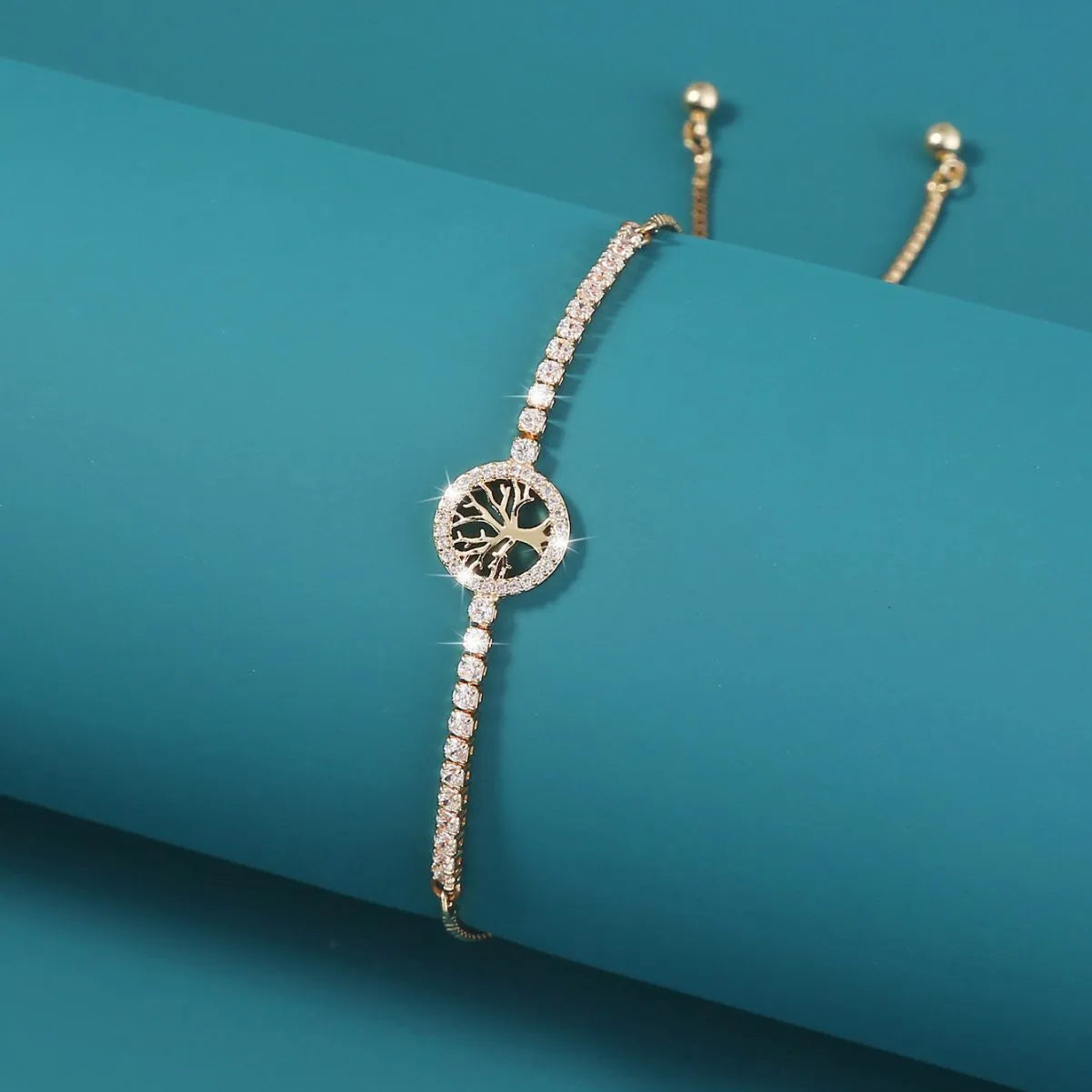 Electroplated lucky tree zircon bracelet for women in European American jewellery style
