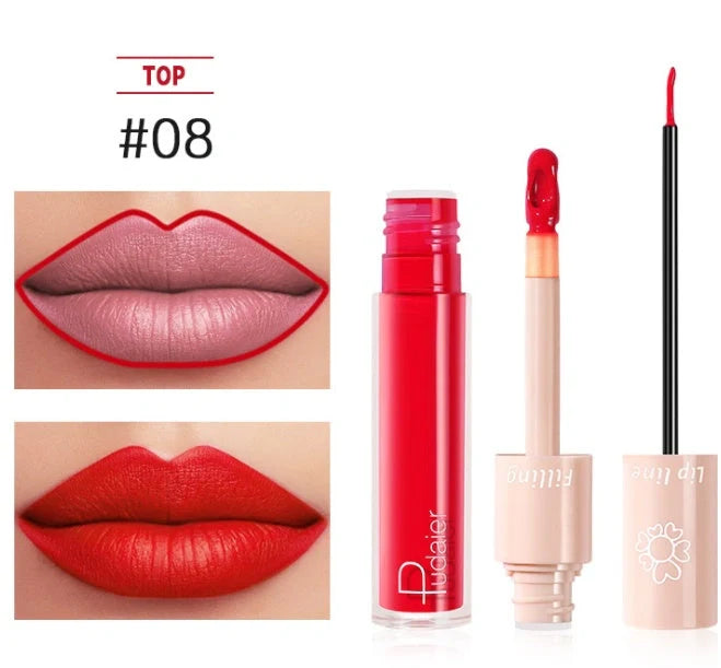 Pudaier dual-ended lipstick and lip gloss tube with 20 colour options