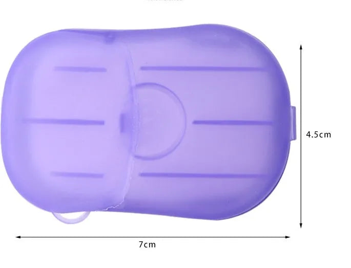 Disposable hand soap paper sheets showing 3.6x5.6cm size and multiple colour options
