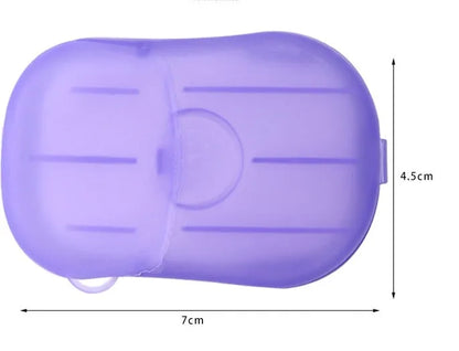 Disposable hand soap paper sheets showing 3.6x5.6cm size and multiple colour options