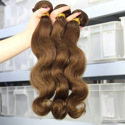 Brown human hair hood wig with natural-looking bangs and length options from 12 to 26 inches