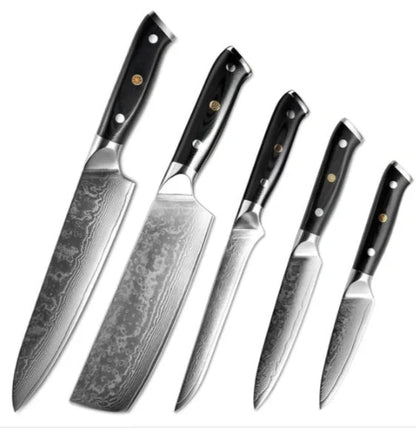 Premium Japanese Damascus steel kitchen knife set for professional and home use
