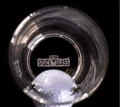 Elegant beverage glass with a unique golf ball embedded within the crystal-clear borosilicate frame, perfect for serving cocktails, iced tea, and desserts.