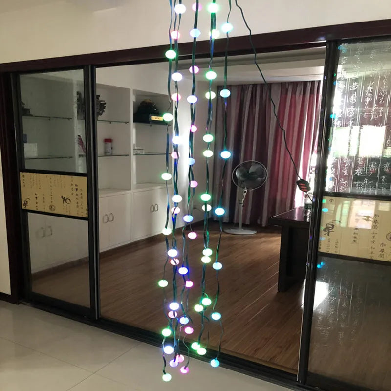 64 LED bead Christmas tree light string on a 1.8-metre wire with button control for dimming and colour changes