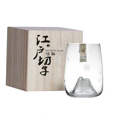 Elegant Japanese crystal glass tumbler with intricate cherry blossom design, perfect for enjoying whisky, spirits, and cocktails