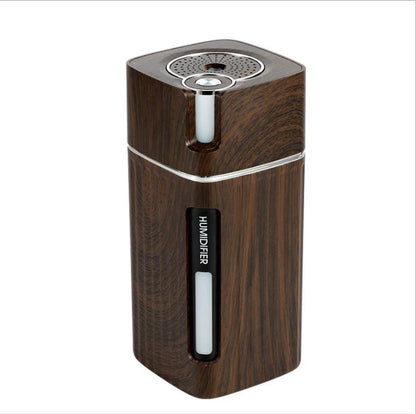 Elegant wood grain ultrasonic air humidifier with aroma diffuser, creating a soothing and relaxing atmosphere in the home