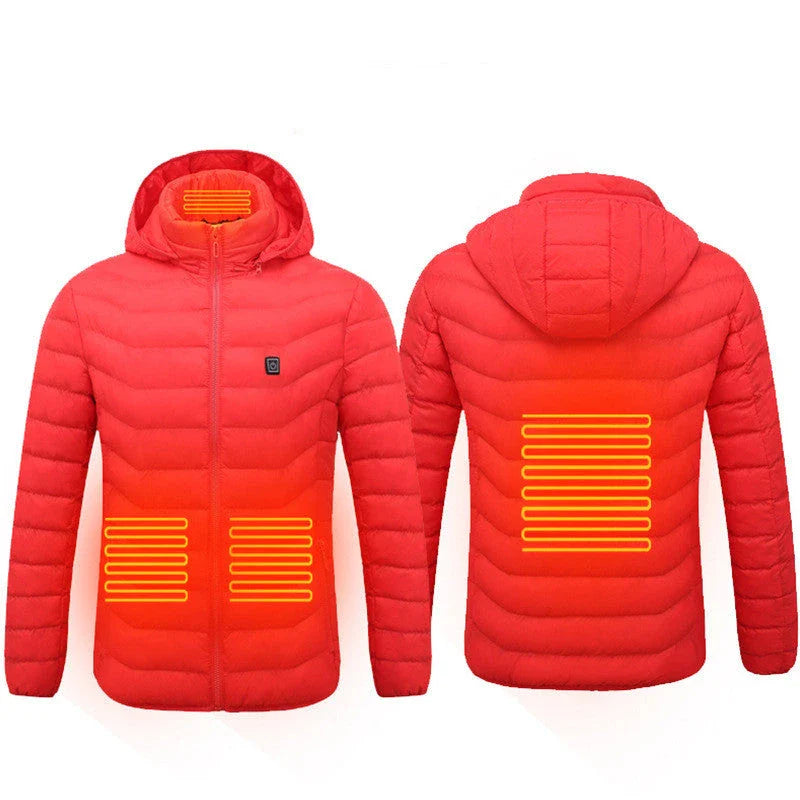Cozy and stylish electric heated winter jacket with USB charging and adjustable temperature settings