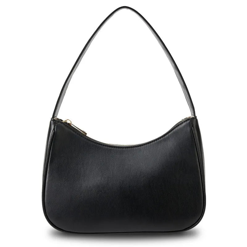 Retro waterproof shoulder bag made from synthetic PU leather, featuring a simple vintage-inspired design available in eleven colours including apricot, sky blue, light gold and silver, suitable for daily use and casual outings.