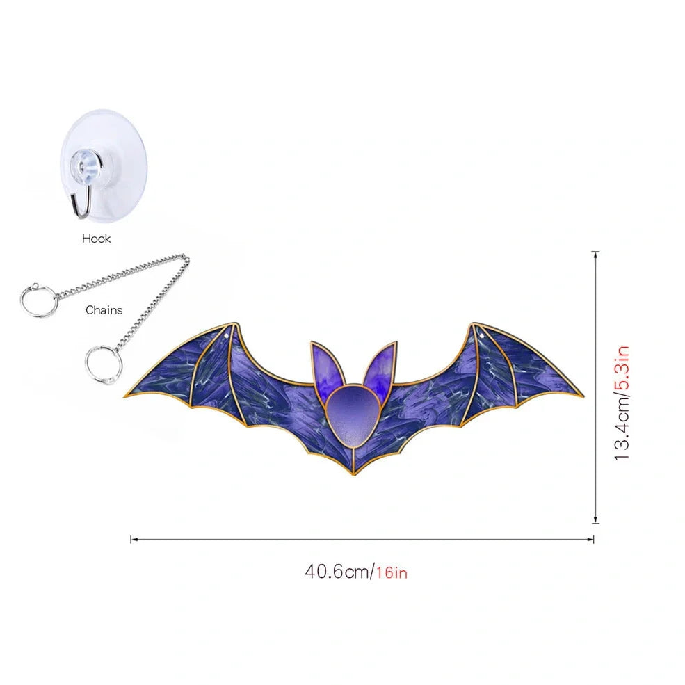 Geometric pumpkin bat ghost acrylic Halloween decoration with 60cm chain and suction cup hook