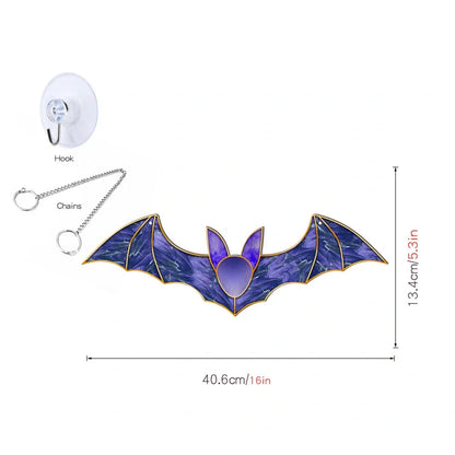 Geometric pumpkin bat ghost acrylic Halloween decoration with 60cm chain and suction cup hook