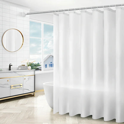 PEVA shower curtain in geometric dandelion pattern, 120cm wide x 180cm high with stainless steel buttonholes for waterproof bathroom use