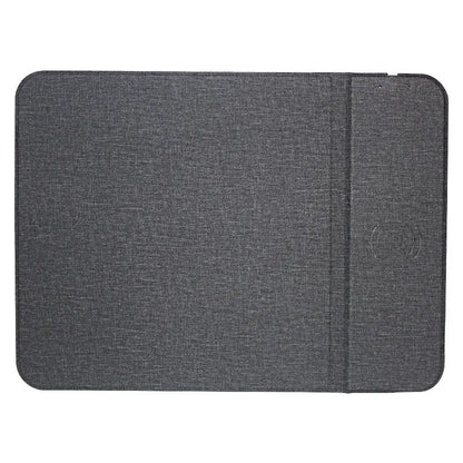 Foldable cloth phone holder unfolded on a table, wirelessly charging a smartphone with 10W power