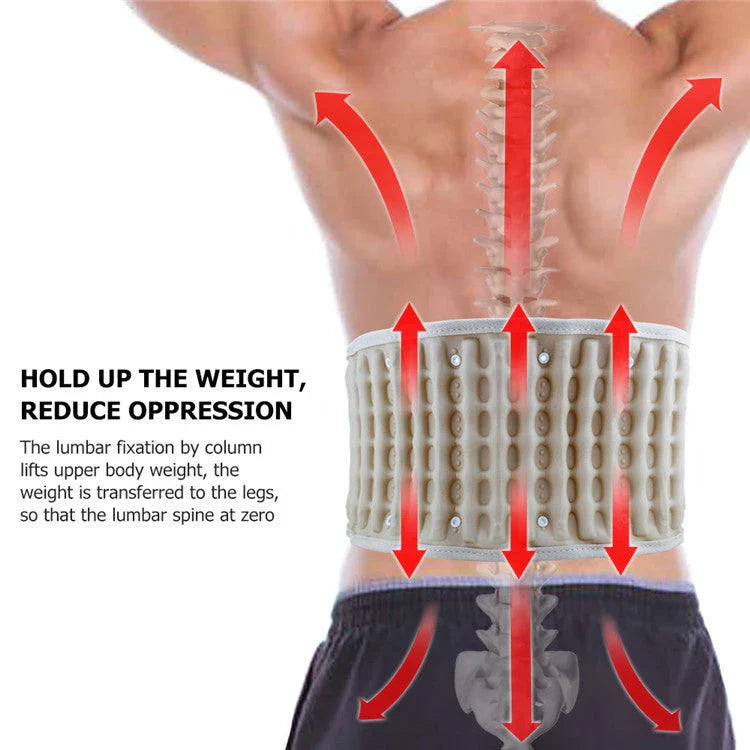 Ergonomic back support belt with adjustable lumbar traction and heat therapy for pain relief