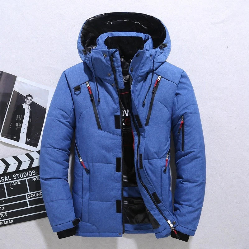 Men's windproof hooded jacket for outdoor sports, available in multiple colours