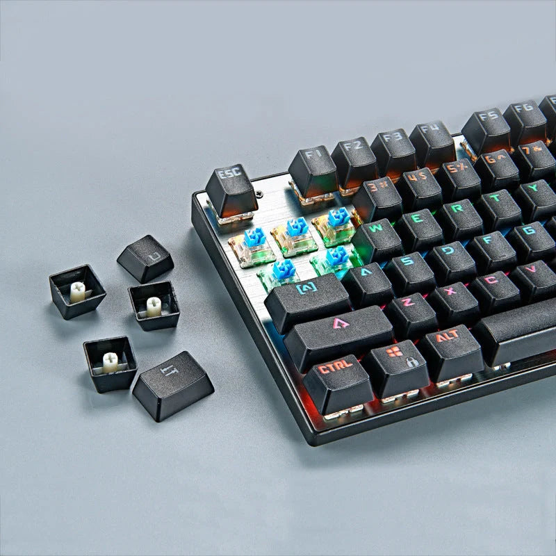 Mechanical Keyboard with Green Shaft and 87 Non-Punch Keys in various colors