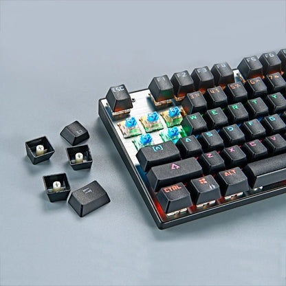 Mechanical Keyboard with Green Shaft and 87 Non-Punch Keys in various colors