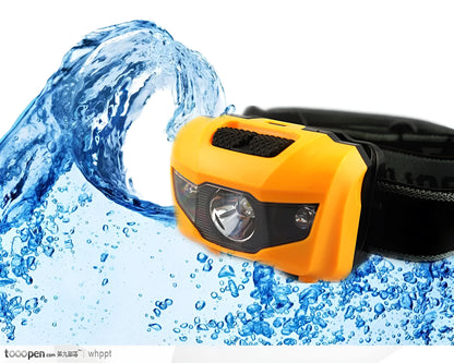 Cat Eye 2 Generation waterproof headlamp with white and red LEDs in black, orange, purple, or white colours