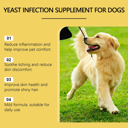 60ml herbal yeast supplement bottle for dogs, external skin care liquid product.