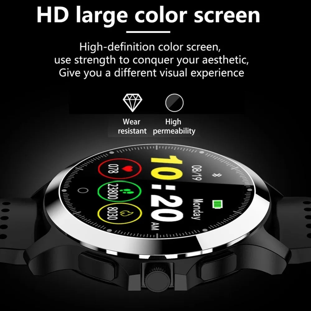 W8 ECG smart bracelet with stainless steel body and TPU strap in black, brown or coffee colour