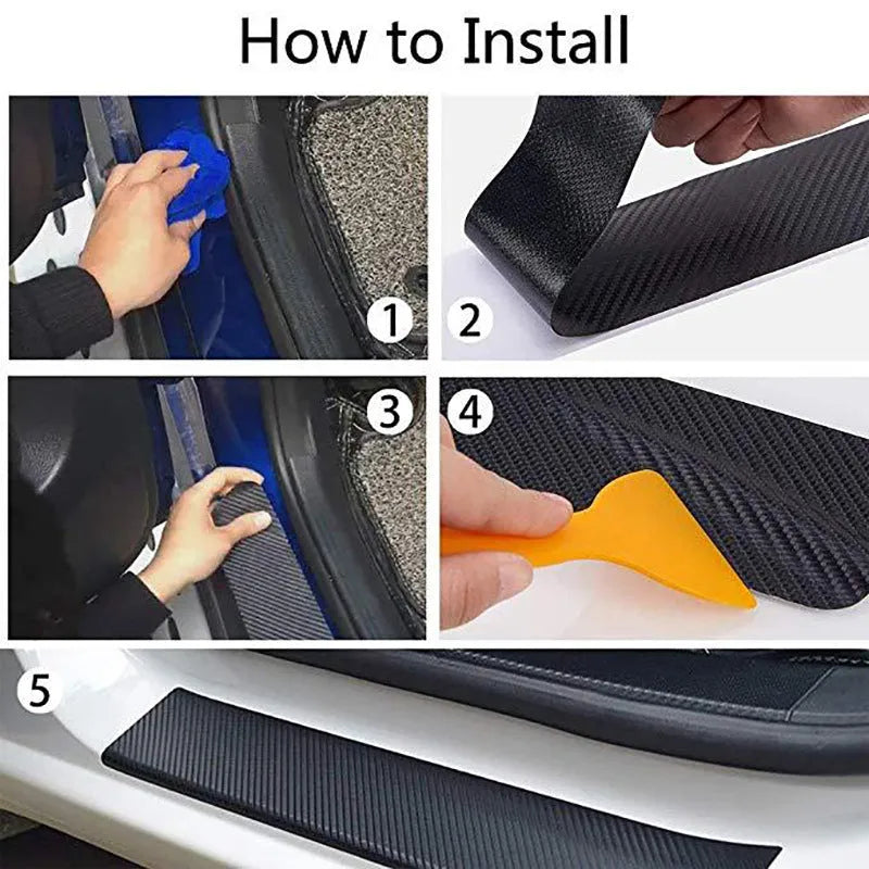 Matte black carbon fibre pattern adhesive roll for car door sill protection