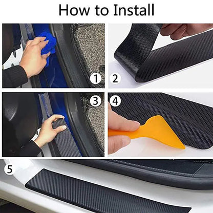 Matte black carbon fibre pattern adhesive roll for car door sill protection