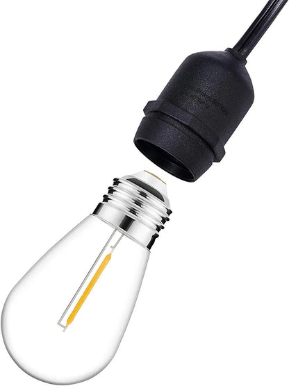 Waterproof solar string lights with PVC housing in garden setting showing LED illumination