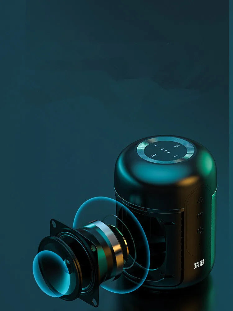 Wireless portable Bluetooth speaker with 30W output power, delivering high volume sound for outdoor gatherings, featuring a 1500mAh battery for up to 8 hours of playback and a full-range 80Hz-20KHz frequency response.
