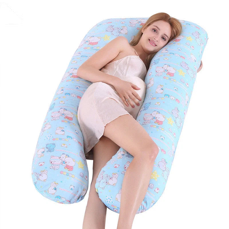 Comfort U-Shape Pregnancy Pillow with removable pure cotton cover for expectant mothers