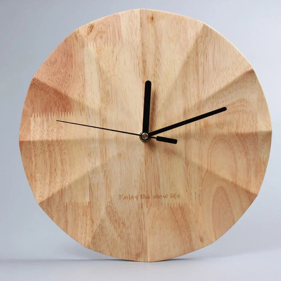 Wooden wall clock with 30cm dial and silent Taiwan sun movement mechanism