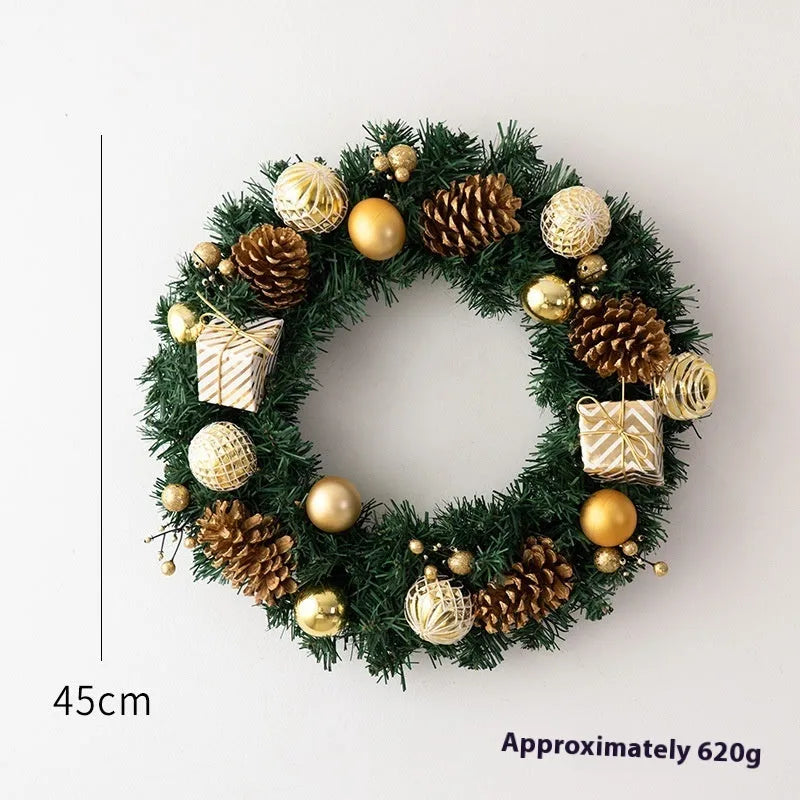 PVC Christmas wreath ring decoration in golden or red colour with rattan-inspired design