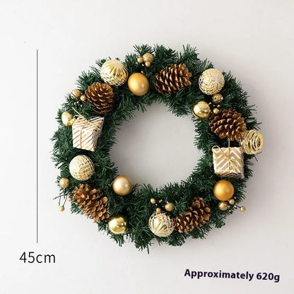 PVC Christmas wreath ring decoration in golden or red colour with rattan-inspired design