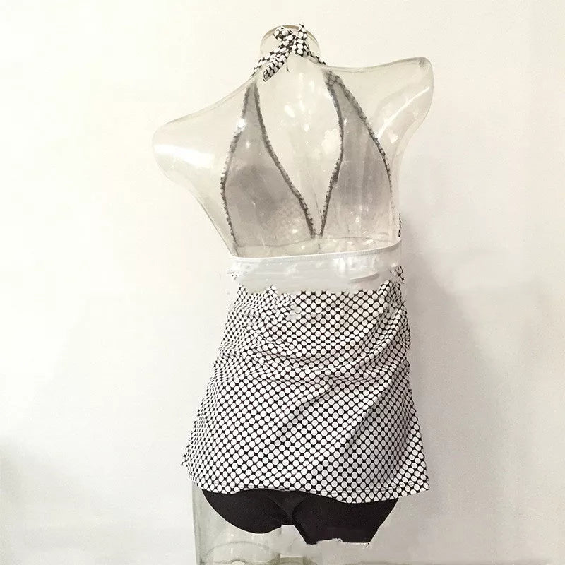 Adjustable maternity swimwear in black with options for steel support