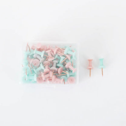 50-piece Creative Morandi colour push pin set with green, grey, pink, and mixed options