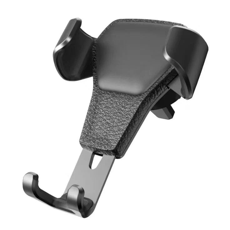 Premium leather grain gravity car phone holder in black and white