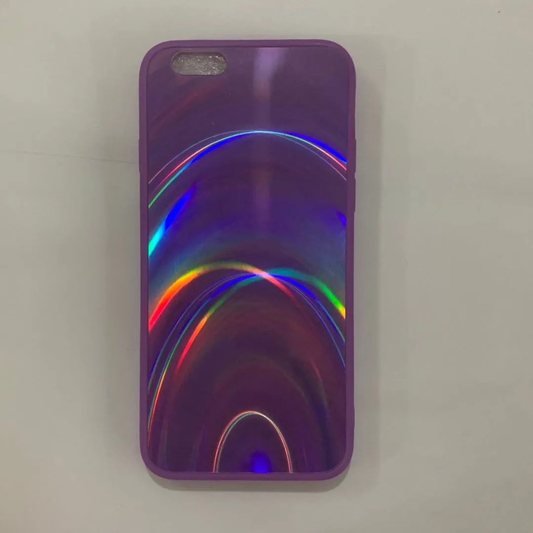 Rainbow mirror glitter phone case with slim-fit TPU PC acrylic back cover and precise cutouts