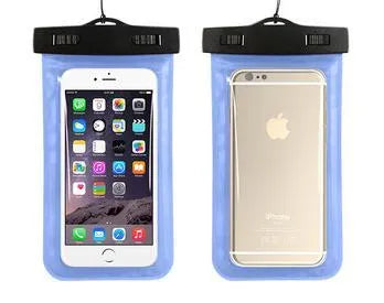AQUA-ONE waterproof phone pouch showing clear PVC construction with phone visible inside