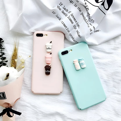 Silicone iPhone case with 3D cartoon cat design showing raised texture details