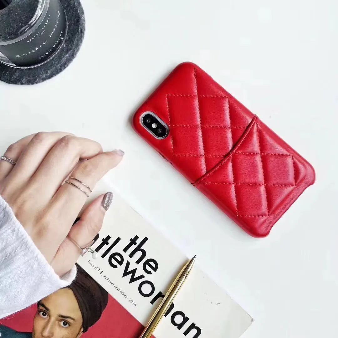 Genuine leather iPhone case for XS Max XR 8 7 models in black pink red colours