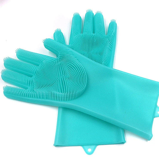Silicone gloves with heat-resistant and non-slip design for versatile cleaning and cooking tasks