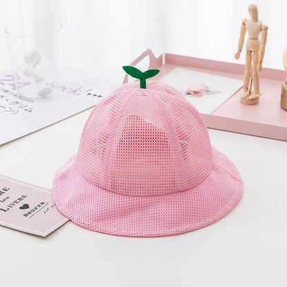 Korean Baby Summer Mesh Bucket Hat with Breathable Sprout Design for Kids