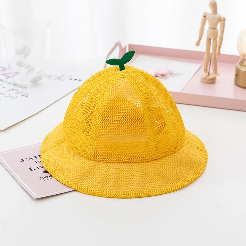 Korean Baby Summer Mesh Bucket Hat with Breathable Sprout Design for Kids