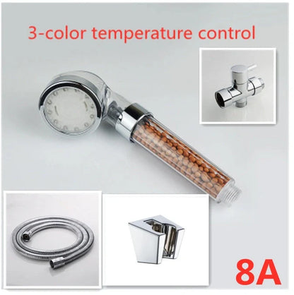 Color Changing LED Shower Head with temperature sensor and high pressure