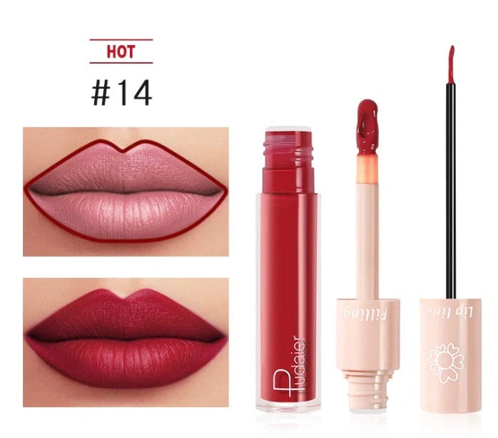 Pudaier dual-ended lipstick and lip gloss tube with 20 colour options
