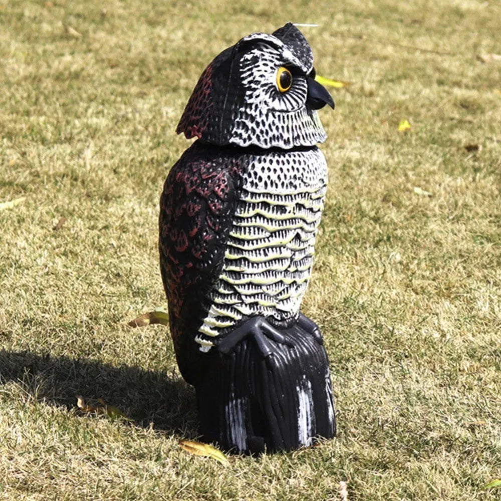 Electric owl decoy with 360-degree rotating head, 38.5cm animal model in pastoral style, shown in Electric Owl and Owl options